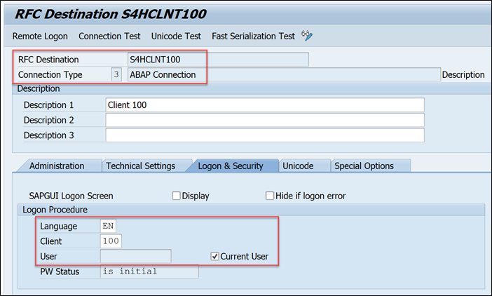 Create RFC destination