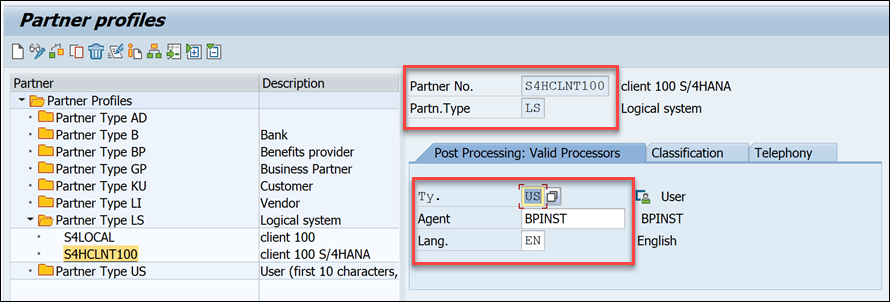 Create partner profile
