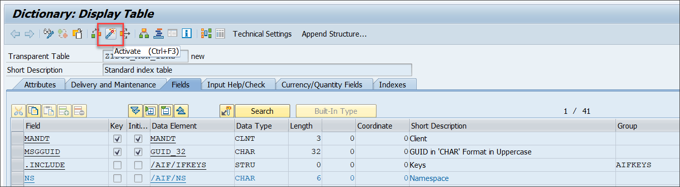 Create Single Index Table