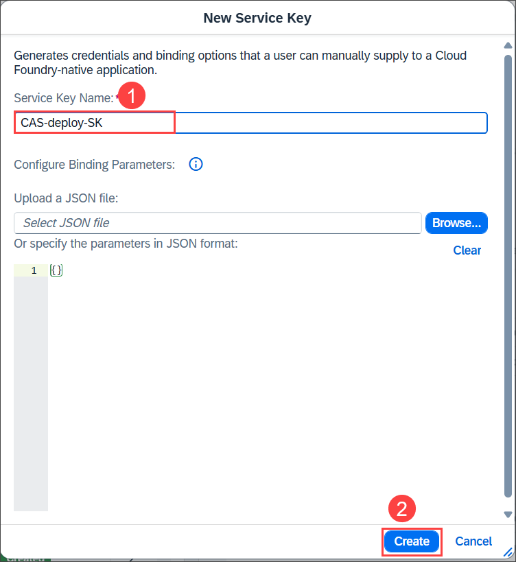 Create CAS Service Key 2