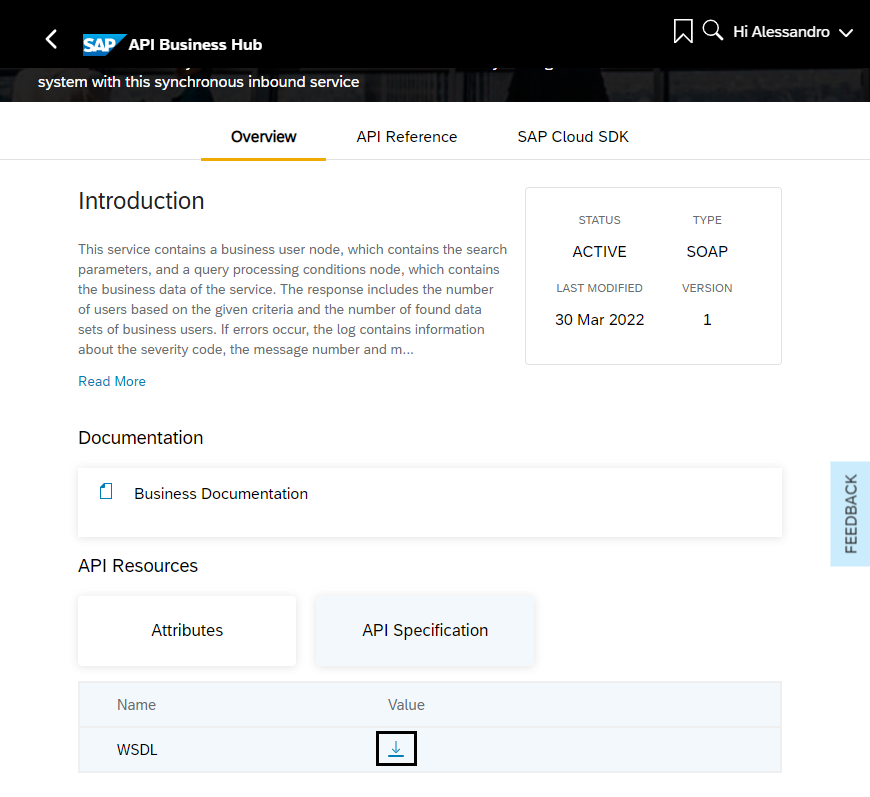 Figure 5 โ Download QUERYBUSINESSUSERIN.wsdl