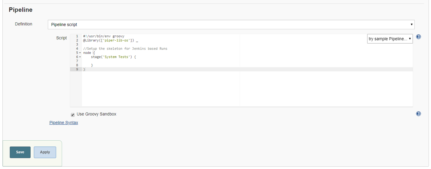 Screenshot Pipeline Skeleton in Jenkins