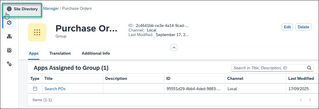 Open site directory