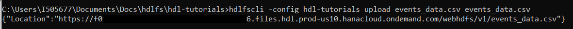 Sample HDLFSCLI upload command.