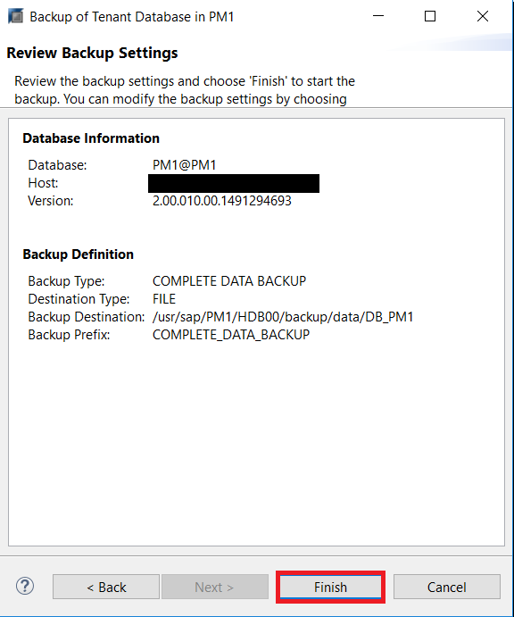Review Backup Settings
