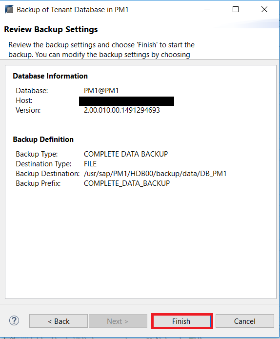 Review Backup Settings