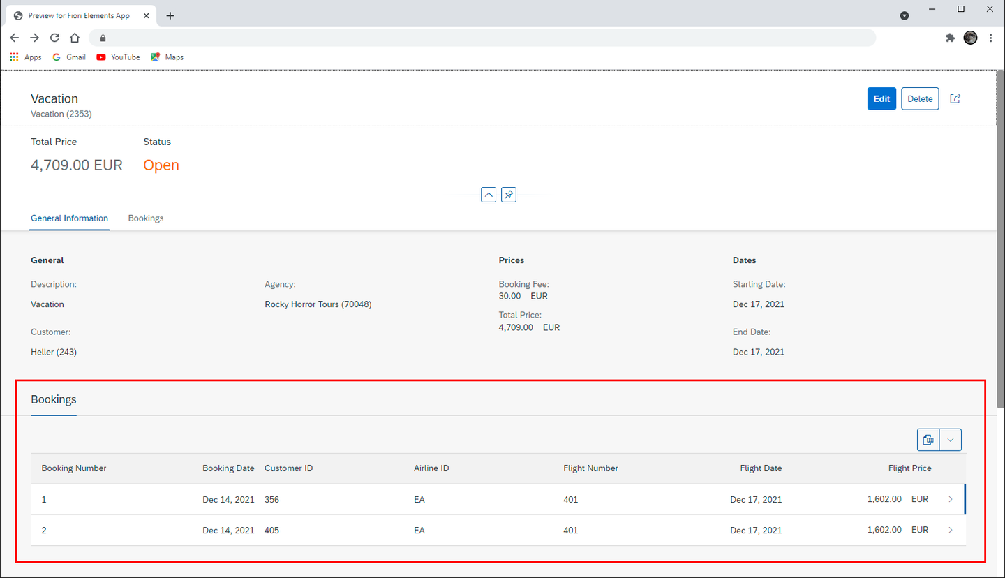 App booking table