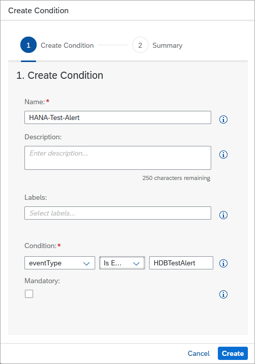 create condition dialog