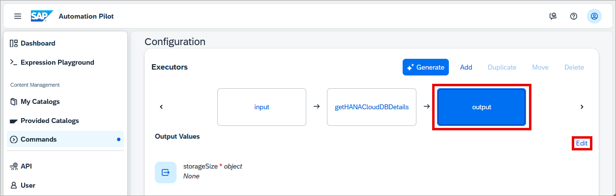 edit the output value