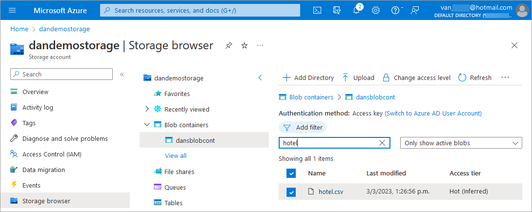 Microsoft Azure storage