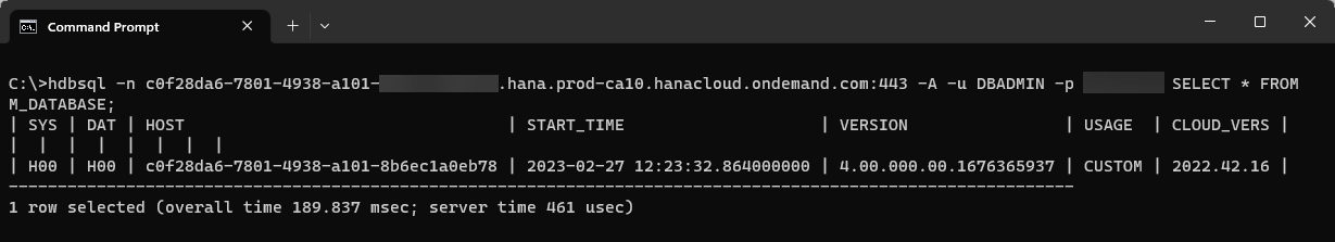 HDBSQL connection