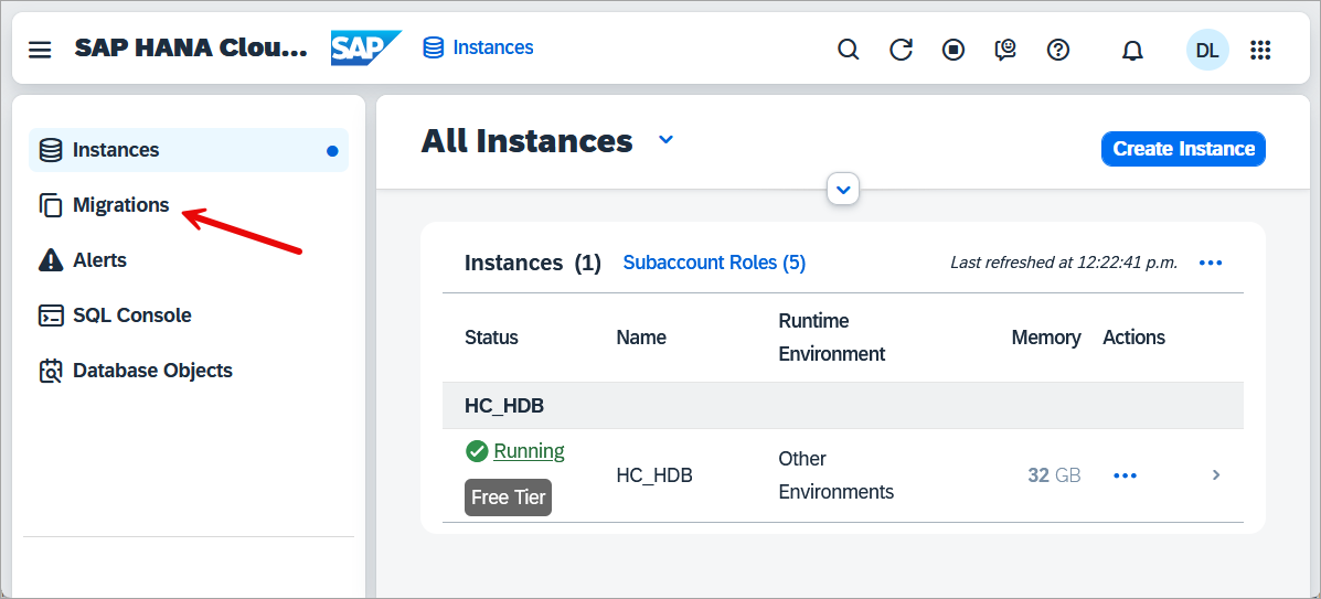 Migrations in SAP HANA Cloud Central