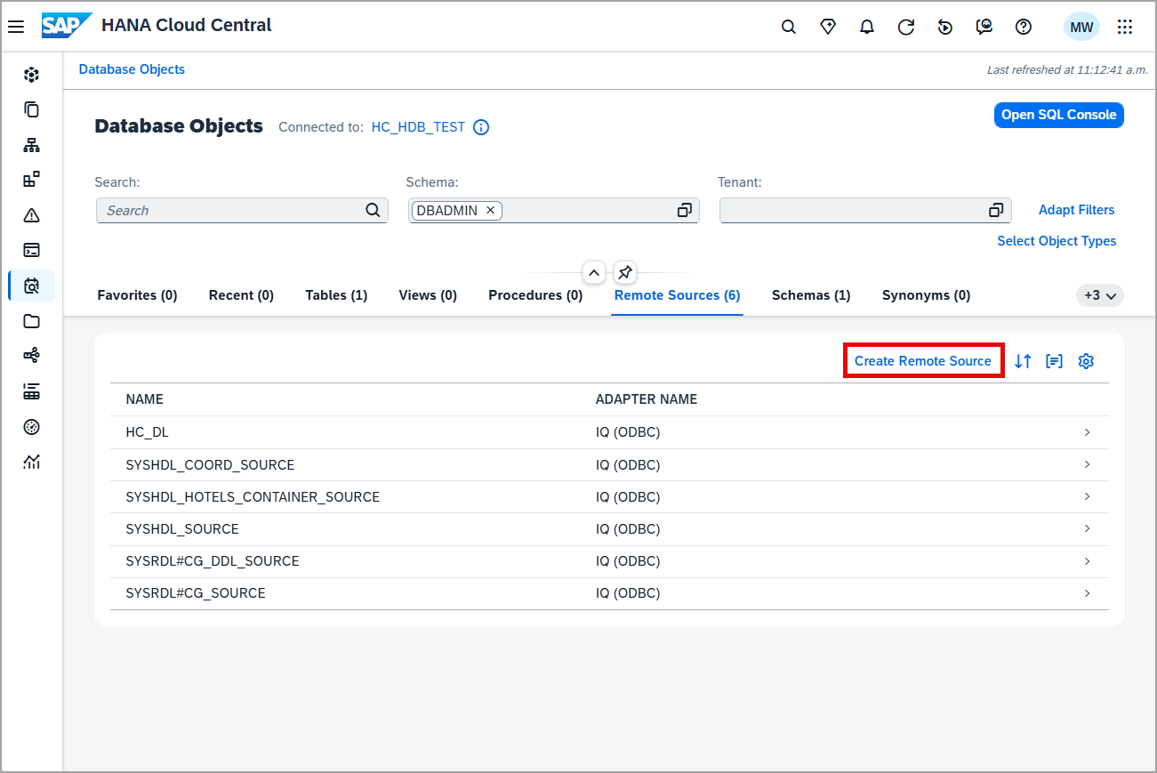 Create remote source using the UI