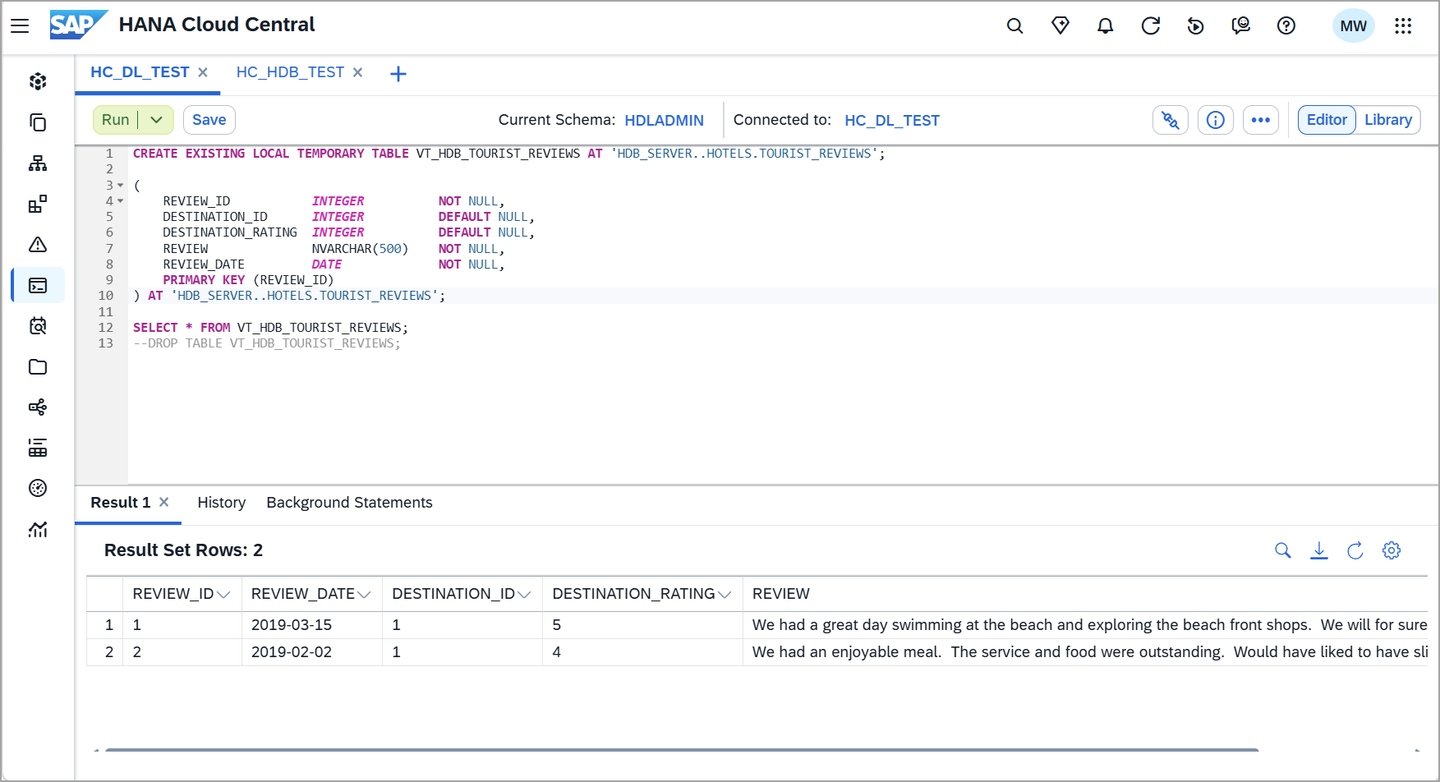 Test Query Results