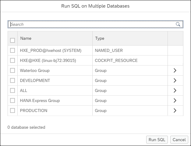 run on multiple databases in HXE