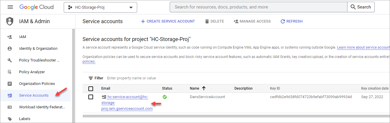 View Service Account