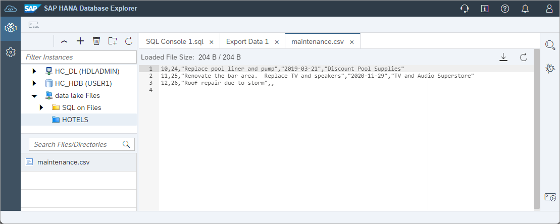 exported CSV