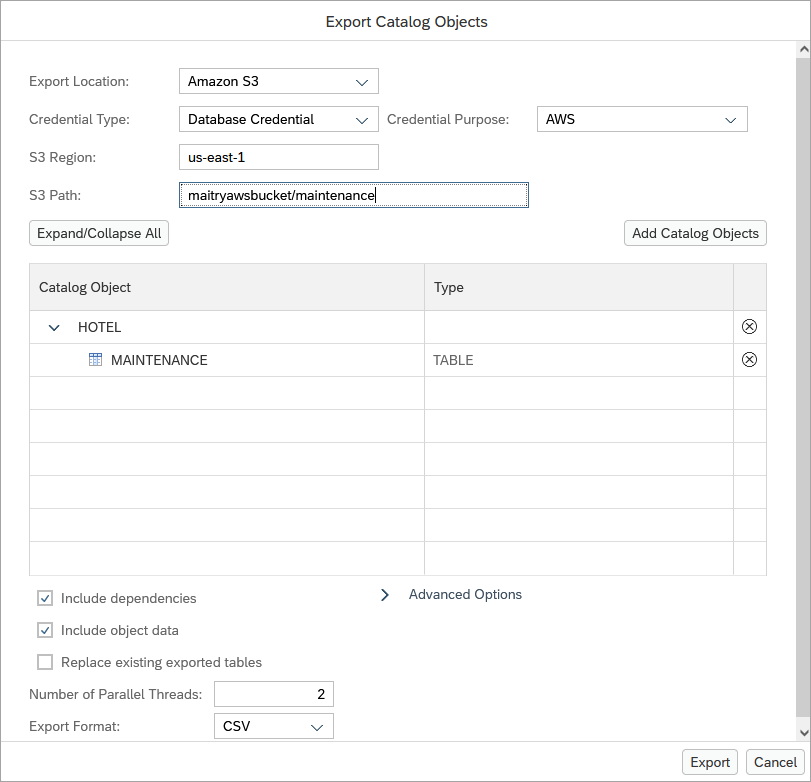 Export Data Wizard