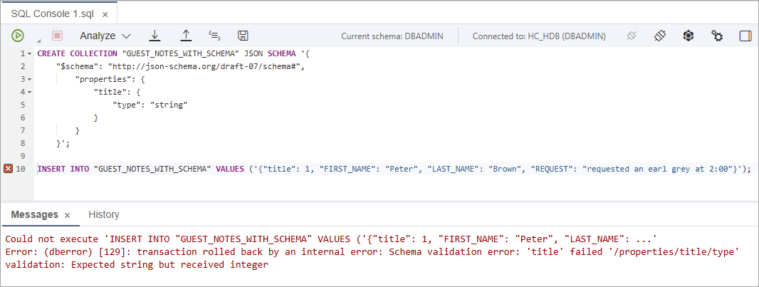 Schema Validation Error