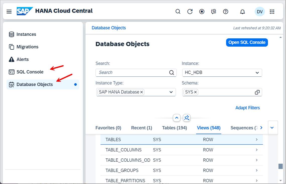 database objects