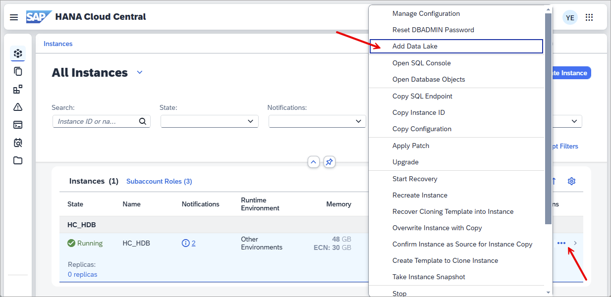 add a SAP HANA Data Lake