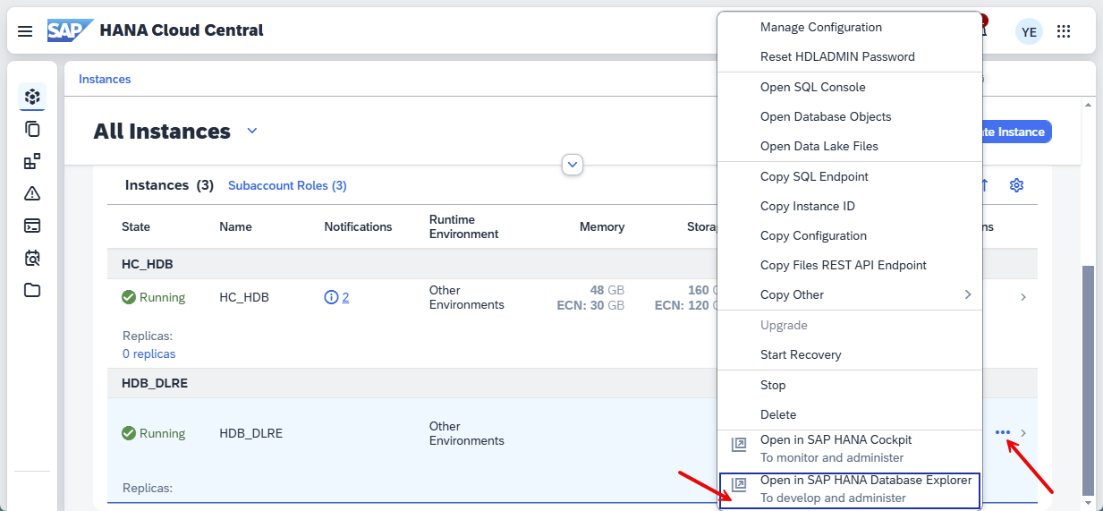 open database explorer