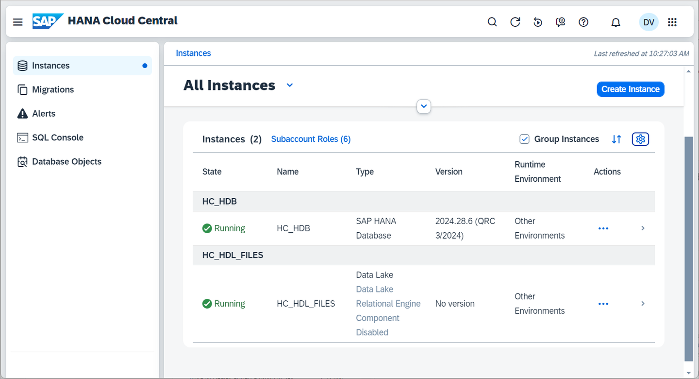 SAP HANA Cloud Central
