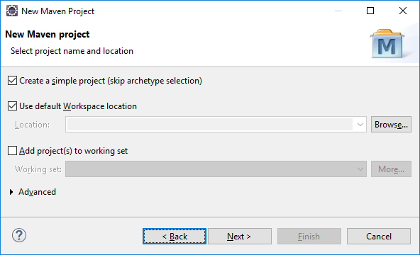 Select project name and location