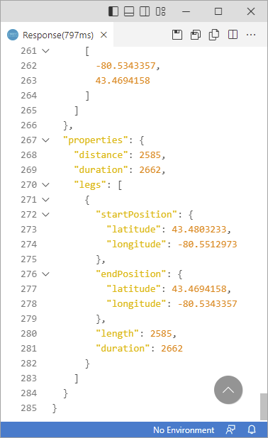 Result of request for routing