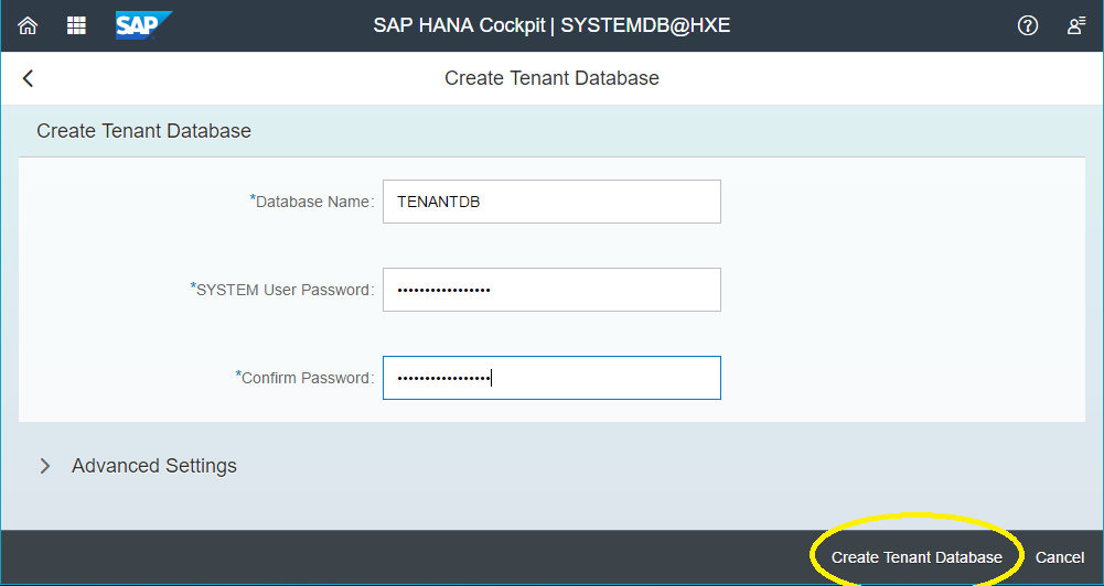 Create Tenant Database