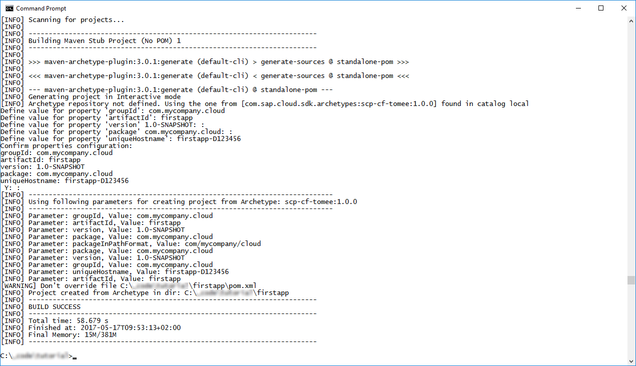 Maven generates project from archetype