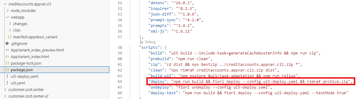 Package.json –> scripts –> deploy –> run script