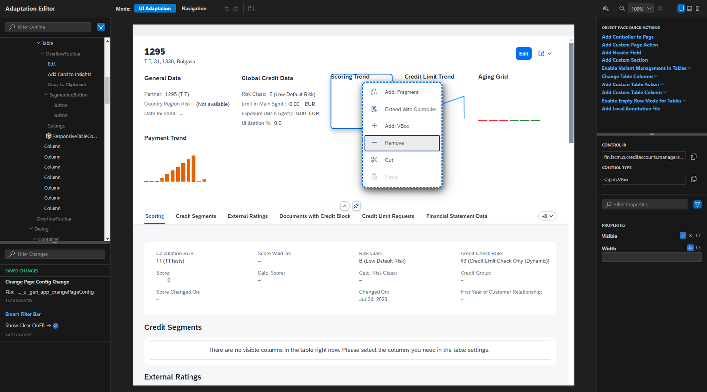 Object Page: remove facet