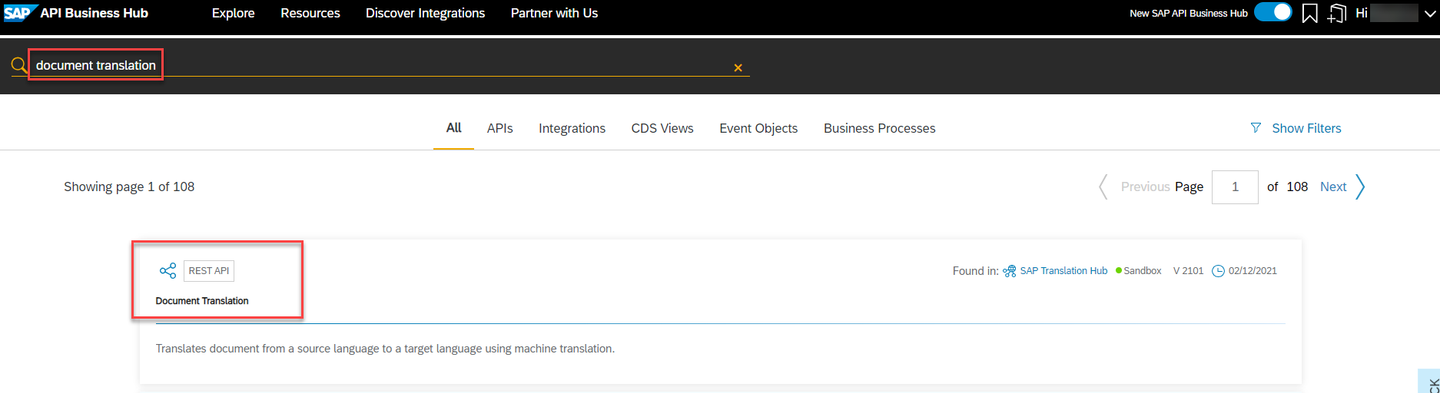 Search in API Hub