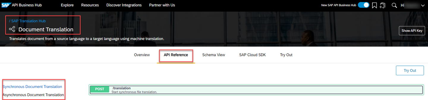 Show document translation