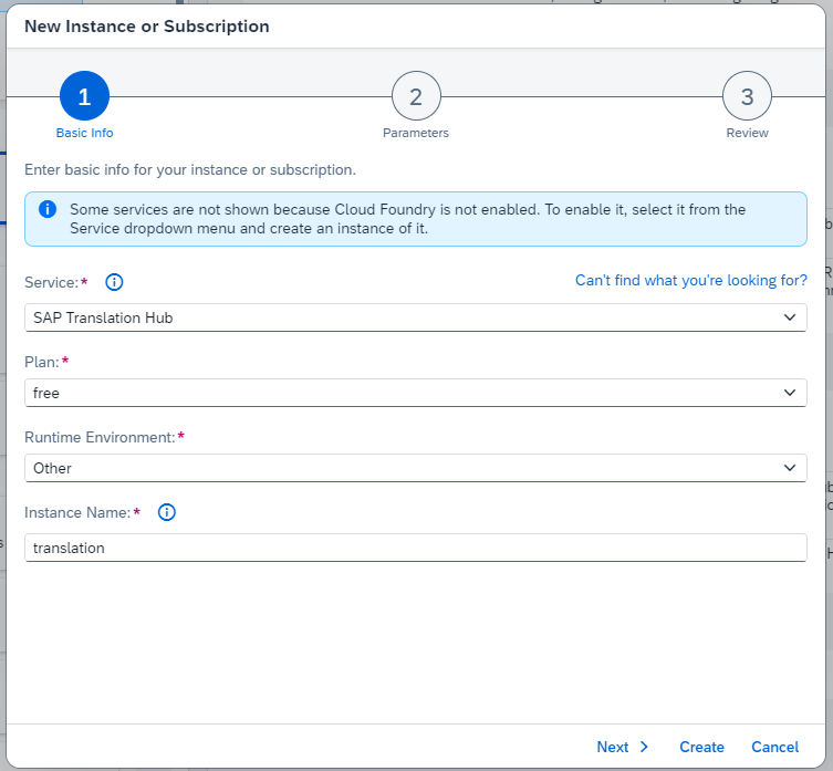 Create instance