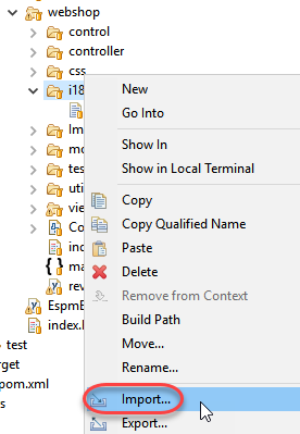 Choose import in Eclipse