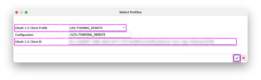2.3: SOAUTH2_CLIENT - select OAuth 2.0 profiles dialog