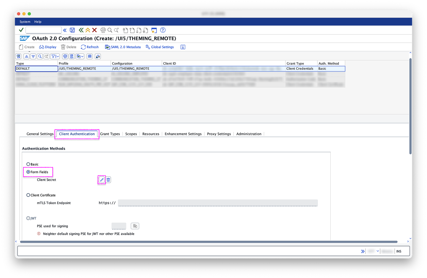 2.5: SOAUTH2_CLIENT - Client Authentication tab, Authentication Methods section