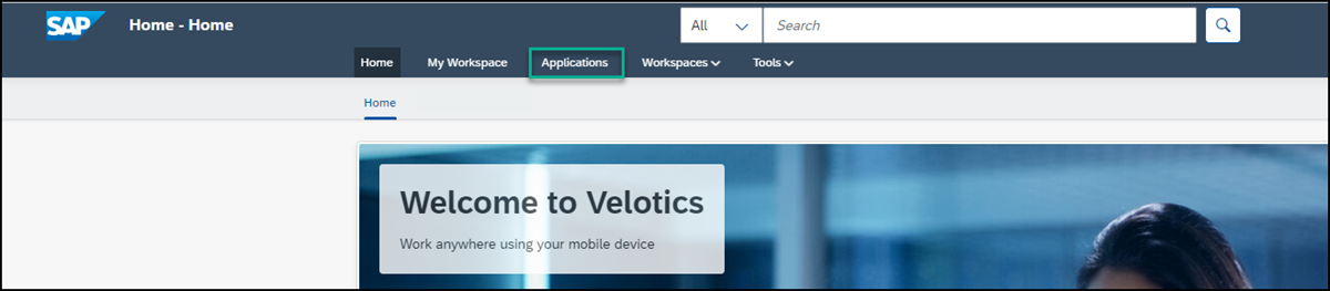 Open Applications page