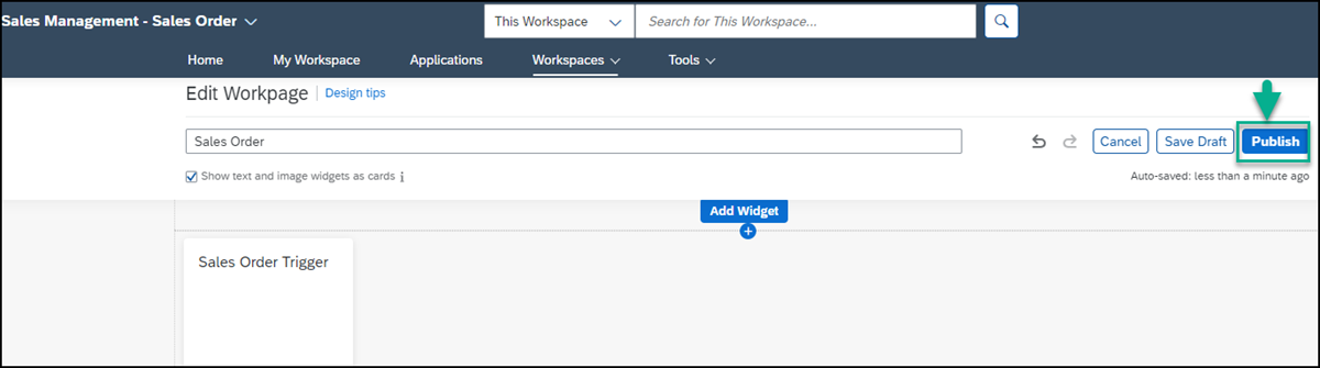 Publish workspace