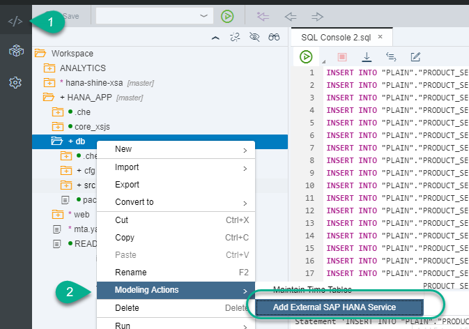Add external SAP HANA service