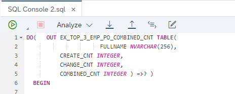 sql code