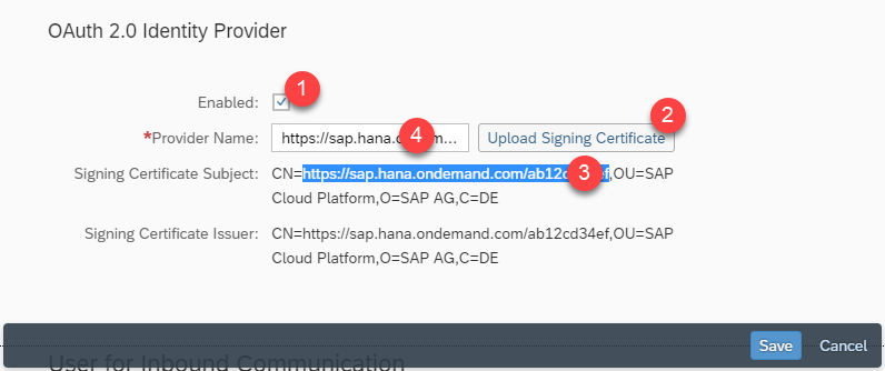 Upload signing certificate to communication system