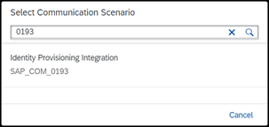 Select communication scenario SAP_COM_0193