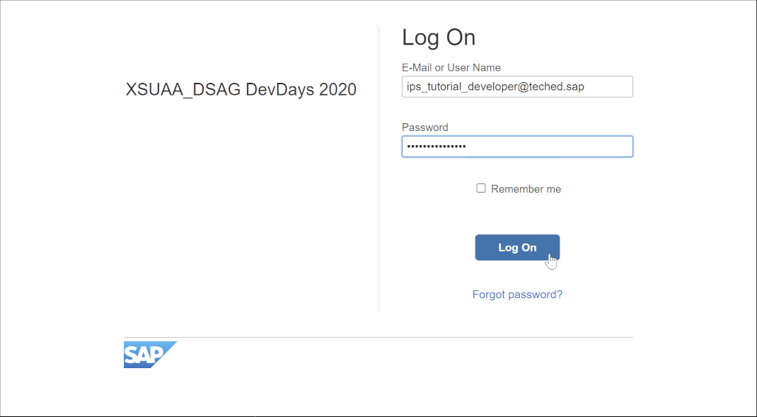 Log on with provisioned developer