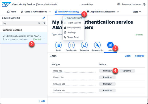 Run Identity Provisioning Job for Source System