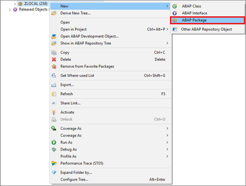 Create ABAP package