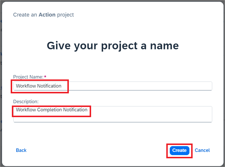 CreateActionProject