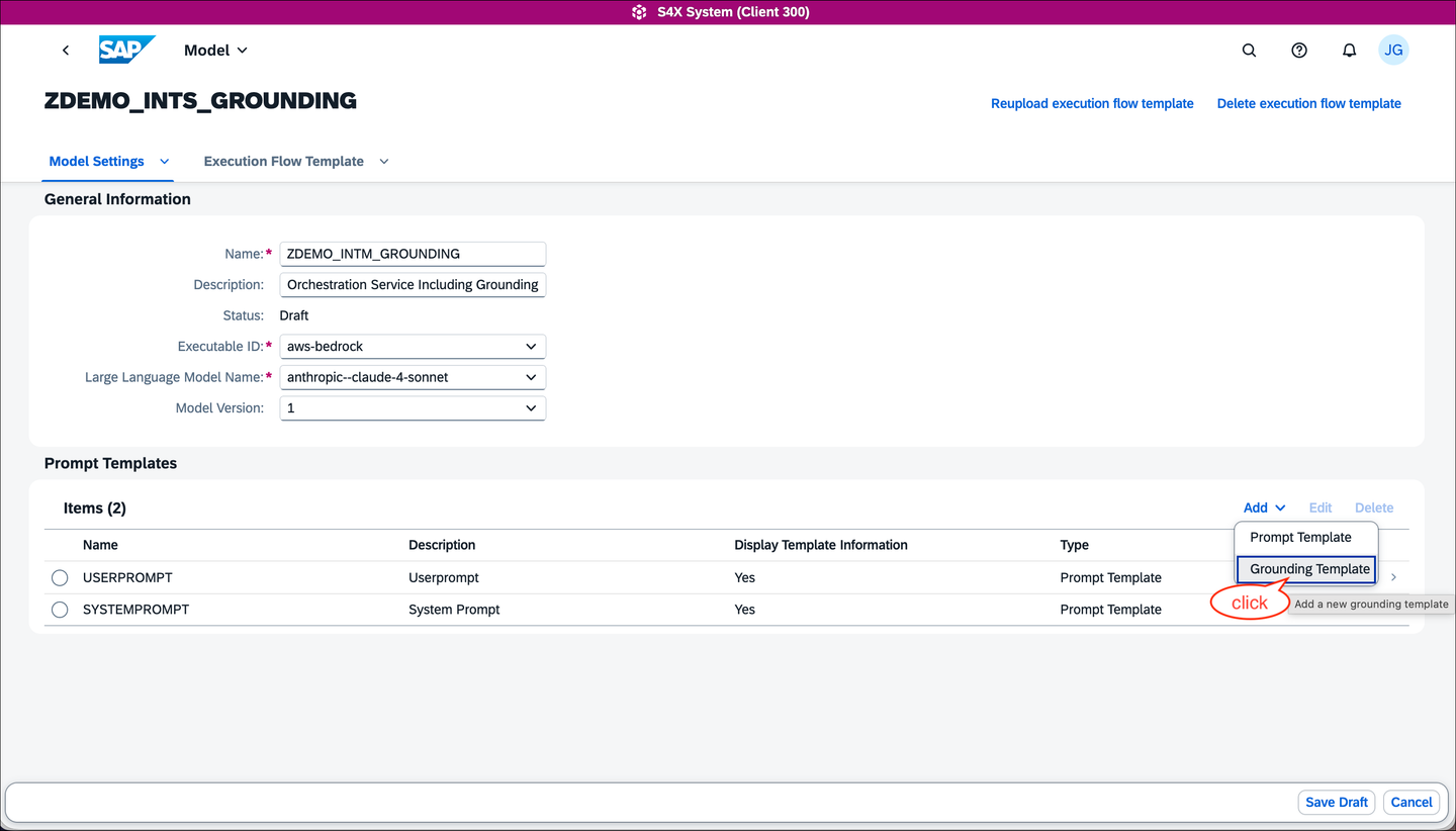 Configure a grounding template